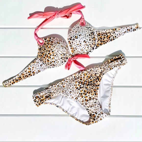 Victoria’s Secret Swim Leopard Print Push Up Bombshell Matching Bikini Set - Picture 2 of 12